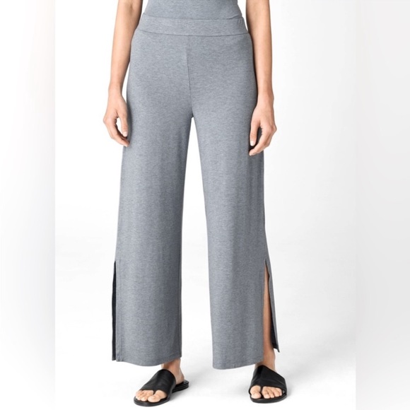 Eileen Fisher Pants - Eileen Fisher
Melange Knit Jersey Straight Leg High Side Slit Hem Pull-On Pants